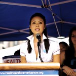 Hopes For Hearts Founder Veronica De La Cruz at a Rally in Times Square